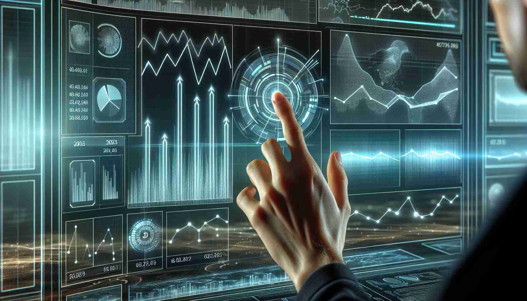 A realistic, high-definition image that visually represents the concept of 'Examining the Stability of Cryptocurrency Investments in 2023'. It depicts a futuristic digital backdrop with holographic bar and line graphs demonstrating fluctuating data trends. An individual with a diverse racial background using an advanced computer interface, navigating through the graphs, is also included. The focus is on the visualization of data trends related to cryptocurrencies, which suggests a wavering, yet methodical scrutiny for finding an unstable equilibrium within the realm of virtual investments.