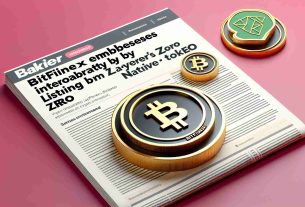 Generate a realistic high-definition graphic representation of a news headline indicating 'Bitfinex Embraces Interoperability by Listing LayerZero’s Native Token ZRO'. Ensure the image represents a headline from a well-known, reputable news outlet focused on cryptocurrency news. The logo of Bitfinex, symbol of interoperability, and a representative image for ZRO token should be included without violating copyright norms.