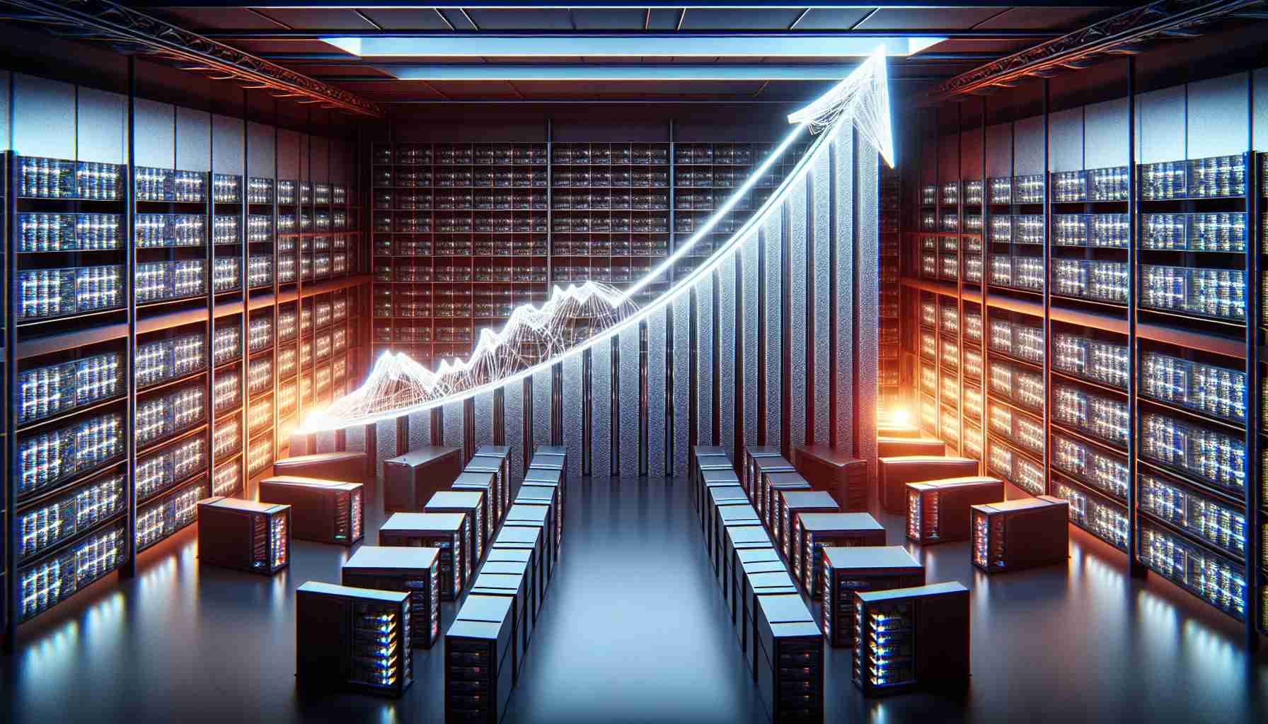 A highly detailed and realistic illustration showing a visual representation of Bitcoin miners' reserve levels significantly decreasing. The scene is depicted as a dramatic line graph, plummeting from a height, representing the year 2021, towards a lower point, symbolizing the present moment. The graph is presented in a sleek, modernly designed space filled with servers and high-tech computers, indicative of a bitcoin mining operation.