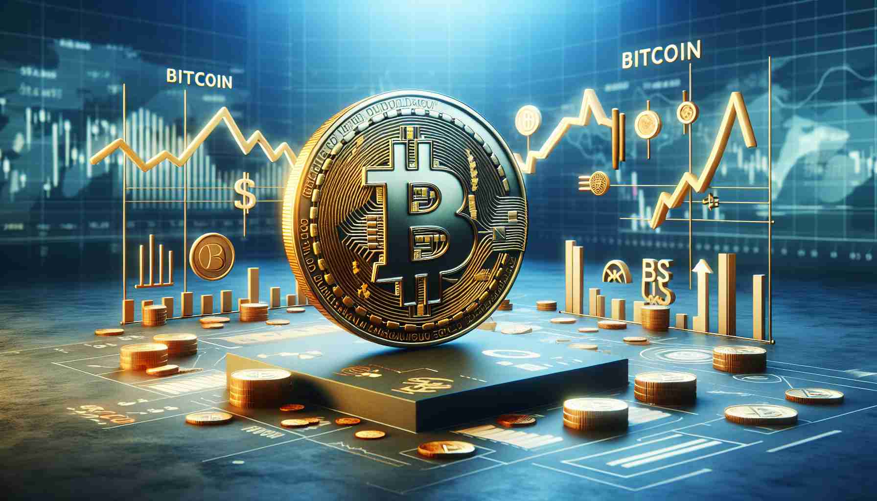 High definition realistic depiction of a symbolic representation of market sentiment for Bitcoin post-halving. The scene includes Bitcoin symbol that appears steady or stable, while around it, signs and symbols conveying faltering market optimism can be seen. There can be charts and graphs showing a downtrend, and the environment portrays a financial market scenario.