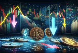 A high-definition, realistic capture of a visual metaphor representing the concept of a cryptocurrency market setback. Instead of digital coins as symbols of altcoins and DeFi tokens, envision downward-pointing arrows, with the charts and graphs in the background showing declining trends. The scene should be set on a dark background, with brightly colored lines and graphs describing the market movement.