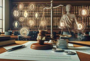 A high-definition realistic image representing the implications of a significant court decision on the regulation of the cryptocurrency landscape. The scene should show symbolic elements - a courtroom setting with a judge's gavel; documents indicating regulatory rules, and digital symbols for cryptocurrencies like Bitcoin and Ethereum. Keep the color palette neutral, with occasional pops of gold and silver to represent digital currencies.