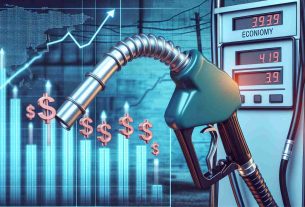 A detailed and lifelike picture in high definition representing the recent decline in fuel costs. The image should symbolize relief from inflation pressures. Perhaps, it could be a lowered gas pump nozzle with dropping numeric values, in the background an economy-related chart indicating the decrease in inflation rates.