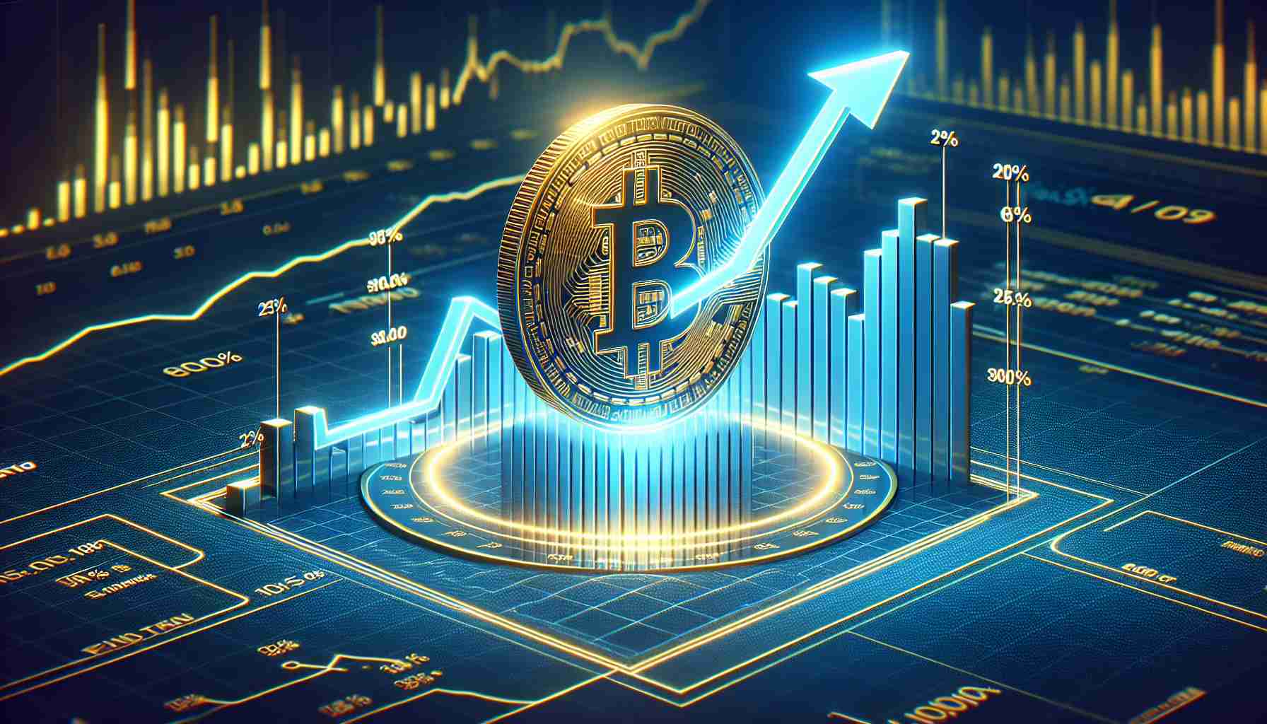 Generate a high-definition, realistic image of the PENDLE DeFi Token, indicating a remarkable growth of 25% over the course of a week. The image should present this growth visually, perhaps with an upward trending line on a chart or graph. The PENDLE DeFi Token logo should be visible somewhere in the image, and there should be textual labels to clearly communicate the growth rate and time period.