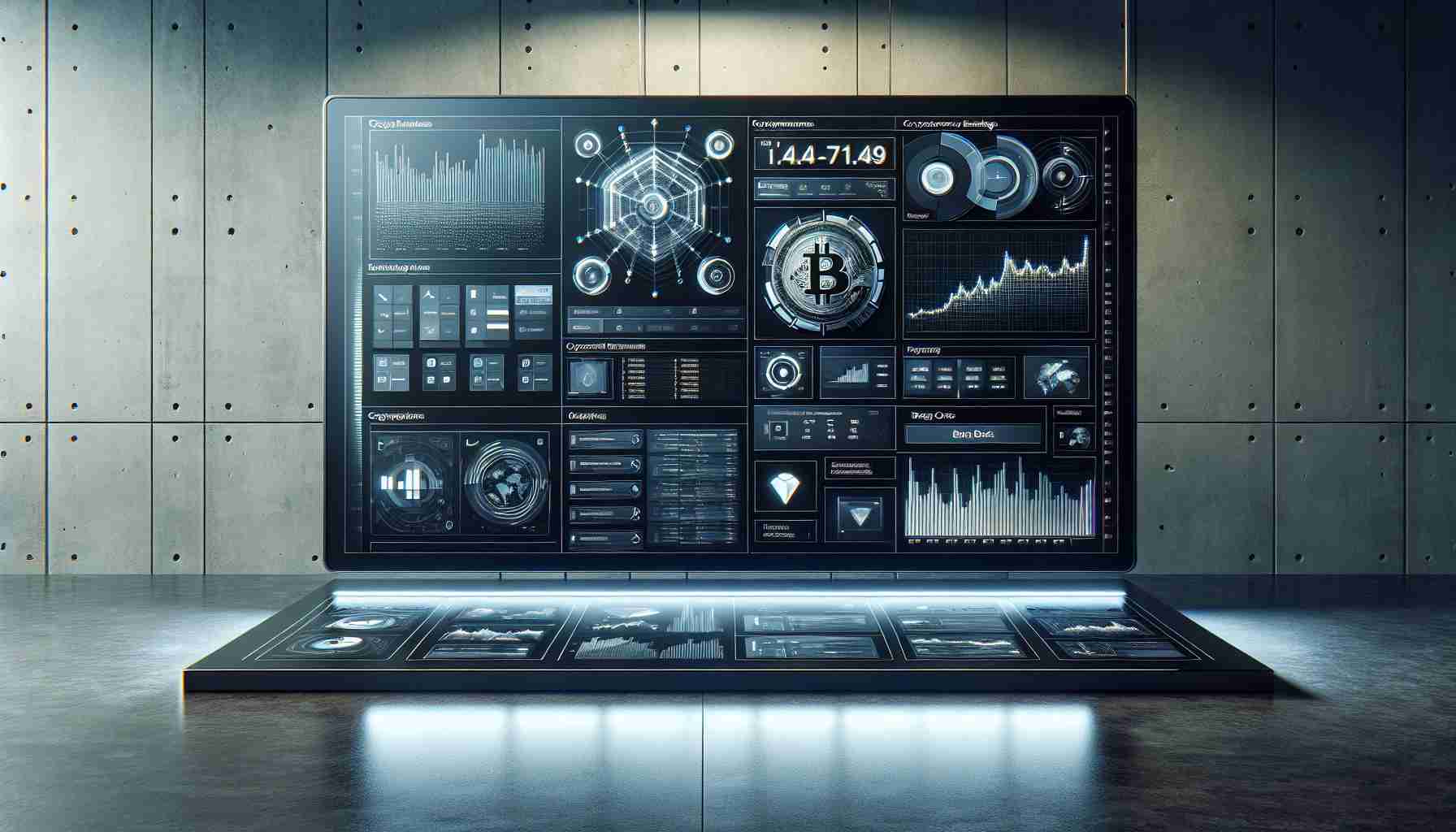 Realistically detailed high-definition image of a top cryptocurrency platform unveiling its newly enhanced interface for its prime service. The platform is state-of-the-art and appeals to its users through a sleek and modern design layout. It features interactive charts and graphics to aid in understanding cryptocurrency exchange. Areas for data input and commands, trading options, and support features are all clearly laid out and accessible. The color scheme should be sharp and professional, a mix of darker and lighter tones to create contrast.