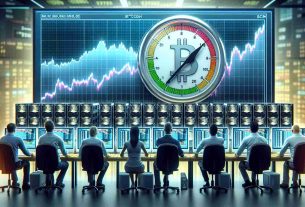 A high definition, realistic depiction of a situation where bitcoin miners are turning to hodling. Show a mining setup with multiple computers running complex calculations. The miners, who are people of diverse nationalities and genders, are sitting in front of their screens, intensely observing the price charts of bitcoin. The tension in the market is decreasing, represented by a pressure gauge that shows a downward movement.