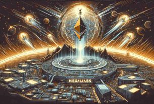 A detailed graphic illustration depicting the abstract concept of revolutionizing Ethereum. The image includes a symbolic representation of MegaLabs, perhaps a futuristic and vast high-tech facility or complex, signifying their significant capital raise of $20 million. It also ideally showcases seamless, lightning-fast, and superpowered blockchain transactions indicating their innovative approach to blockchain technology. The overall visual design would convey a sense of advancement and grandeur in the world of blockchain and cryptocurrency. Note: this scene should not be biased towards any gender or particular descent.