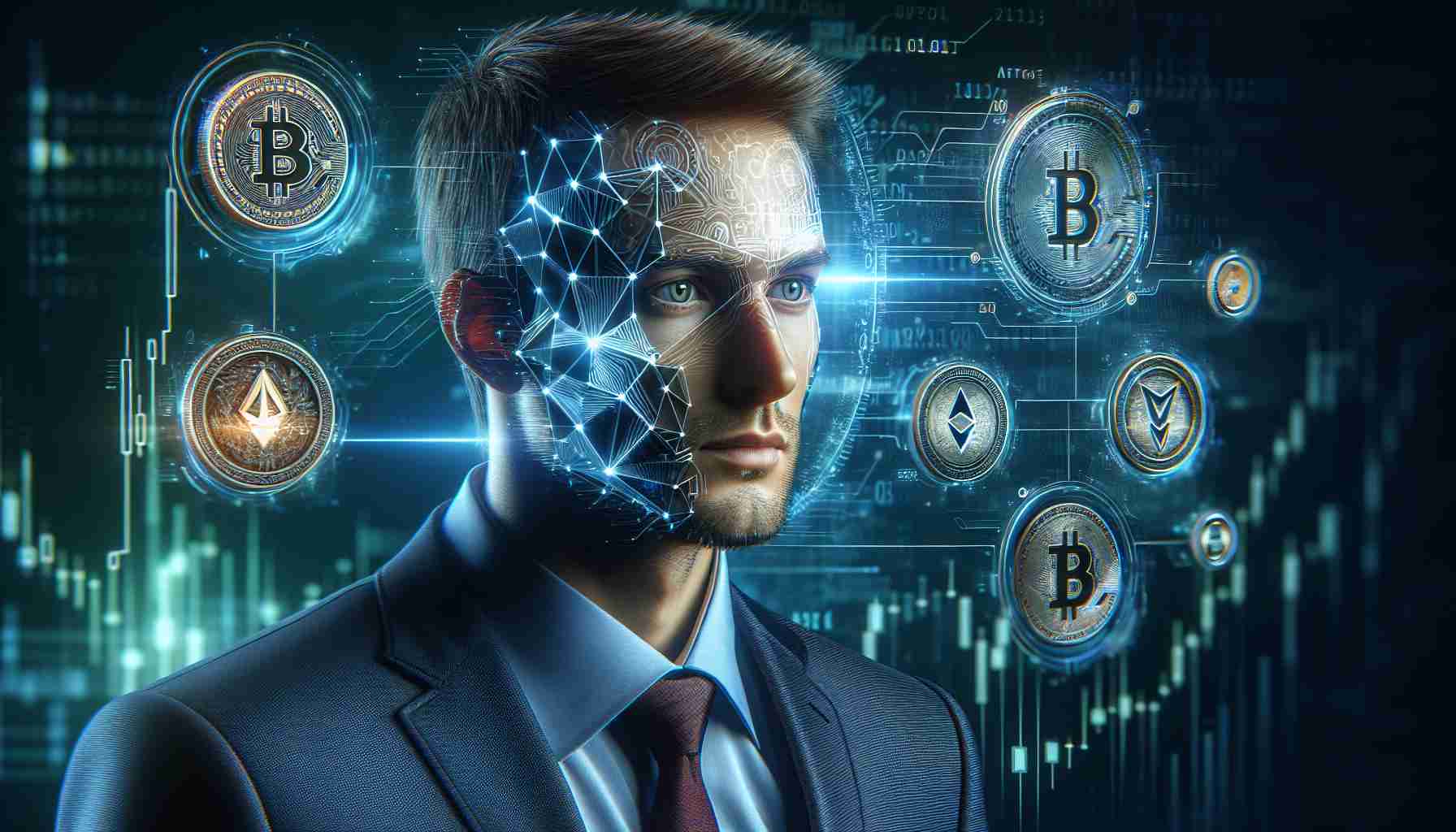 Realistic HD image of a co-founder of a prominent cryptocurrency exchange warning about the increase in fraudulent activities related to digital assets on social media platforms.