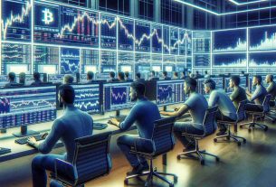 A realistic high definition image showcasing altcoin traders at work. The setting is a bustling modern trading floor with several traders analyzing data at computers. The traders, embodying diversity with men and women from trans-ethnic backgrounds including Caucasian, African, Hispanic, Middle Eastern and South Asian descent, are intently strategizing and positioning their trades. There should be visible market trend graphs and digitalized altcoin representations on large screens overhead. The atmosphere conveys intense concentration and high energy indicative of active trading environments.