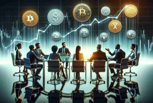 A high-definition, realistic image that represents the concept of cryptocurrency investors being advised to make wise decisions when selecting alternative cryptocurrencies during a period of market uncertainty. The scene could include several diverse cryptocurrency investors of different genders and descents (e.g., a Black woman, a Middle-Eastern man, and a Hispanic woman), sitting at a round table with a glassy surface reflecting the fluctuating graphs symbolizing the market volatility. There could also be different altcoin symbols floating above the table, symbolizing their potential choices of investments.