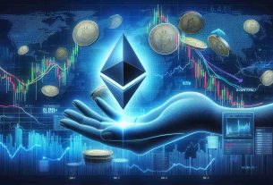 Create a highly realistic image depicting a fictional upcoming launch of an Ethereum Exchange Traded Fund (ETF) by a non-specific financial organisation. Incorporate elements that signify a declining market - perhaps through a graph with falling lines or downtrend symbols. Ensure the image looks like it belongs to an HD financial news broadcast.