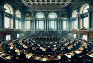 Generate a high-definition, realistic image representing a pivotal moment within the Federal Environmental Regulation institution. Picture a grand, historical building where crucial decisions are made that shape environmental policies. In the foreground, have a collection of unidentifiable individuals, some in suits, some reading reports, while others are in intense conversation. No identifiable faces or details. The atmosphere is solemn, underpinning the weight of these discussions on the course of environmental policy.