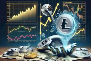 High-definition realistic visual representation of the valuation of Litecoin in a questionable state, juxtaposed with a modest correlation diagram with top cryptocurrencies.