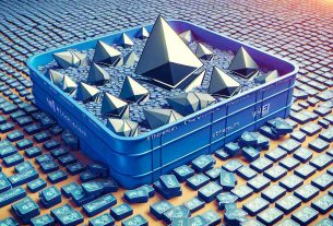 Illustrate an abstract concept representing major accumulation of Ethereum cryptocurrencies by imagined entities known as 'whales.' The concept is shown with multiple Ethereum logos gathering in a massive container, indicating a potential economic rebound. The image is to be rendered in a high-definition, realistic style.