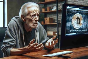 A photorealistic HD imagery capturing the moment of a senior citizen in East Allen Township experiencing the devastating loss from a $60,000 cryptocurrency scam. Visualize the emotion, frustration and disappointment in their expression and surroundings while they're looking at the computer screen showing the loss.