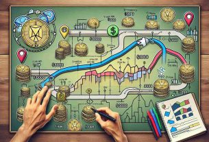 Create a detailed, high-definition illustration representing the journey of the cryptocurrency XRP towards the 1000 dollar mark. The image should vividly depict significant price milestones along the schematic roadmap, drawn enthusiastically by a cryptocurrency enthusiast. The roadmap should be engaging, with different markers to represent various price milestones, and the end goal should visually represent the $1000 mark.