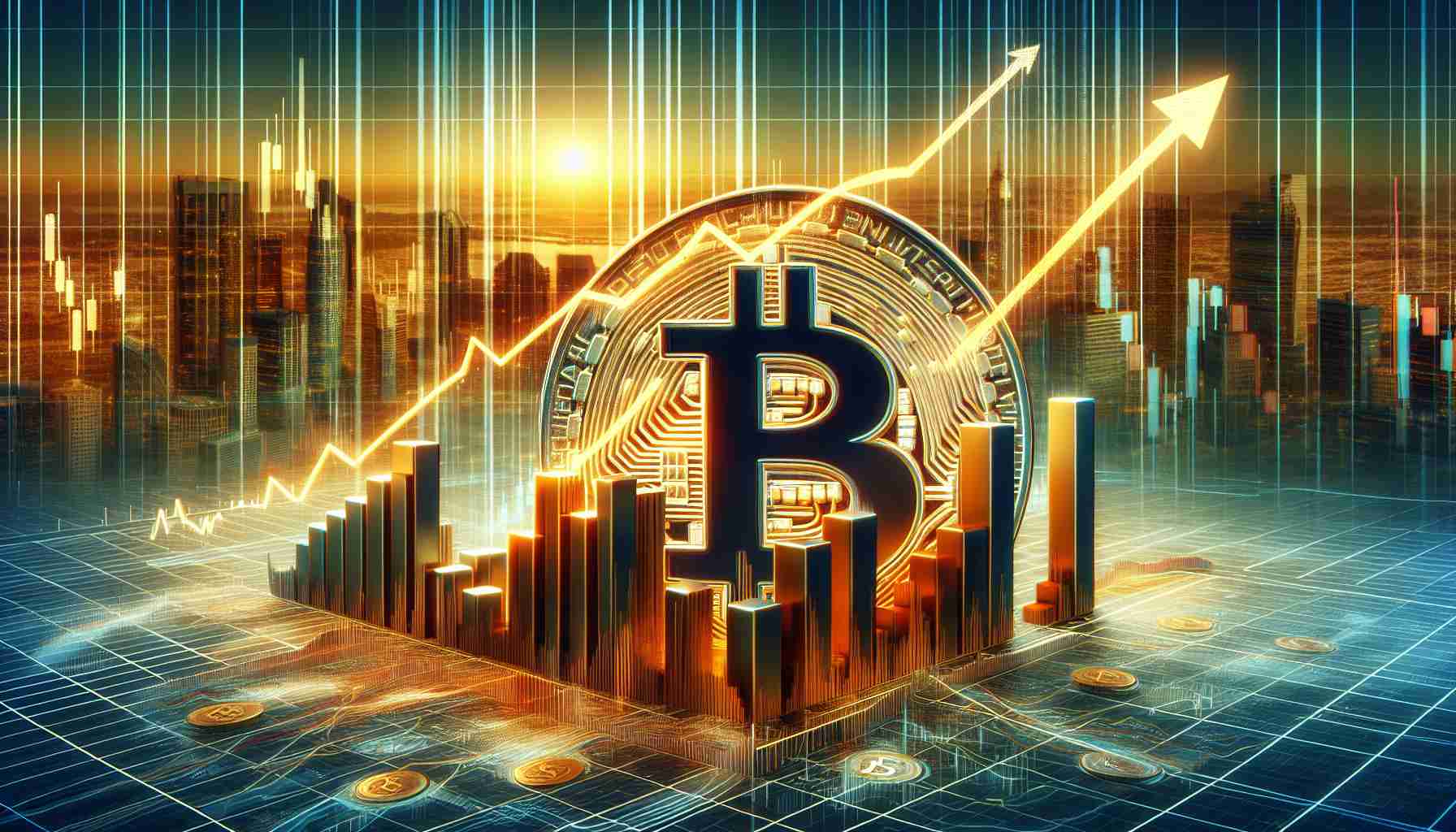 Realistic high definition graphical representation showcasing the market dynamics between an arbitrary Bitcoin Exchange-Traded Fund and the fluctuating patterns of investment inflows, visualized as a rise and fall scenario. This should not reference any specific companies or individuals but present a general depiction of such financial dynamics.