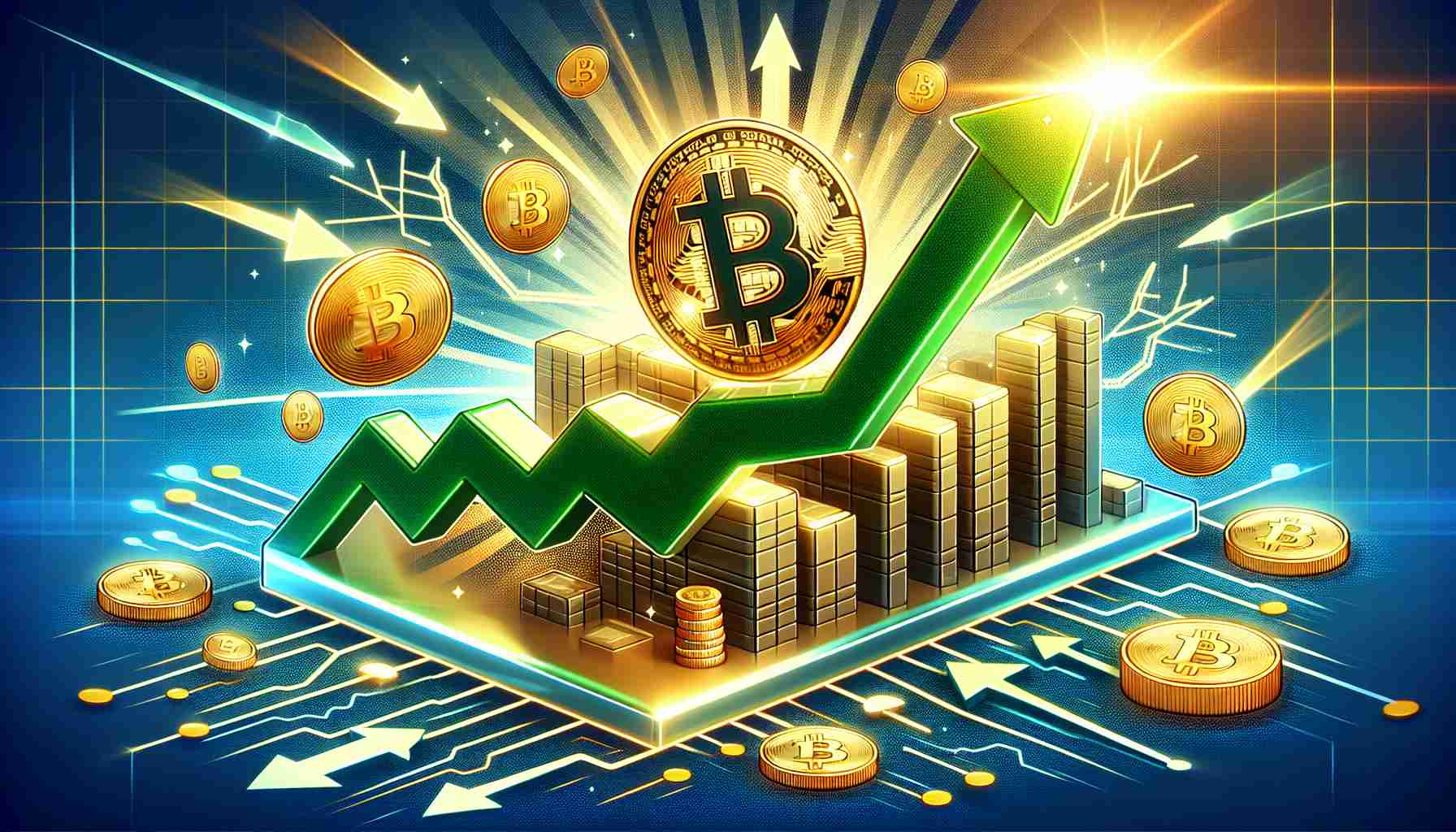 Generate a realistic high-definition image that represents the concept of Bitcoin receiving strong support from investors with confidence, reflecting its value above $60,000. This could be symbolized by an upward graph or diagram showing Bitcoin's value crossing the $60,000 mark, and a broad, solid base representing the strong investor support. It should include positive indicators like green arrows pointing upwards and expressions of confidence such as smiling emojis. Please ensure the overall image embodies positivity and growth.