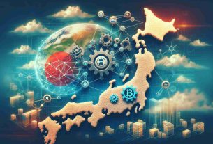 An image depicting the concept of the expansion of blockchain innovation in Japan. It includes an illustration of  innovative technology symbols, such as gears and blockchain links, signifying cooperation. To the side, conceptual representations of two abstract entities aligned in partnership, representing Aptos and a cloud technology provider. This is set against a backdrop of a stylized map of Japan. Note, this is not a real photograph but an artistic rendering composed to capture the essence of the described concept. Use rich colors and details for an HD-like quality.