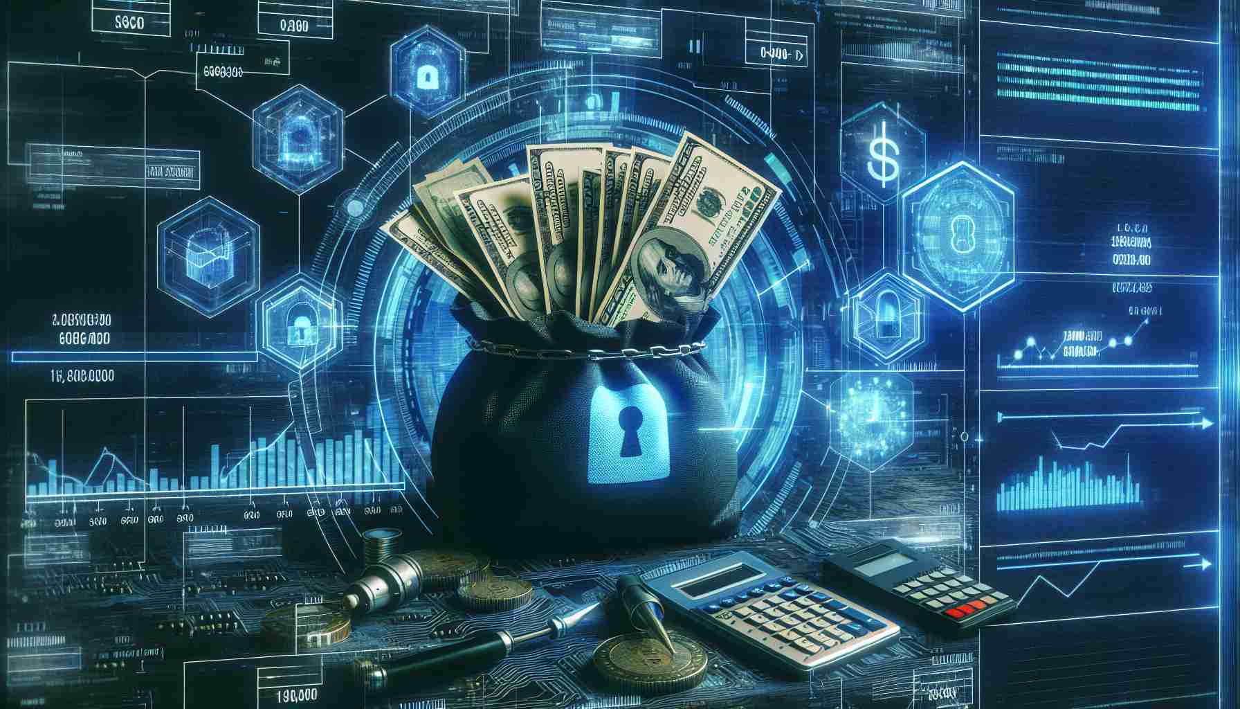 Generate a realistic, high-definition image illustrating the implementation of security measures in a financial analysis platform following policy infractions.