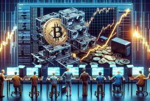 Create a high-definition, realistic image that depicts a shift in the cryptocurrency market, triggered by Bitcoin miners selling off their holdings. This could include graphical representations, like a stock market chart showing a significant downturn, alongside imagery of bitcoin miners - possible figures in front of computer screens surrounded by complex mining rigs. The figures should be racially diverse, and both genders should be included.