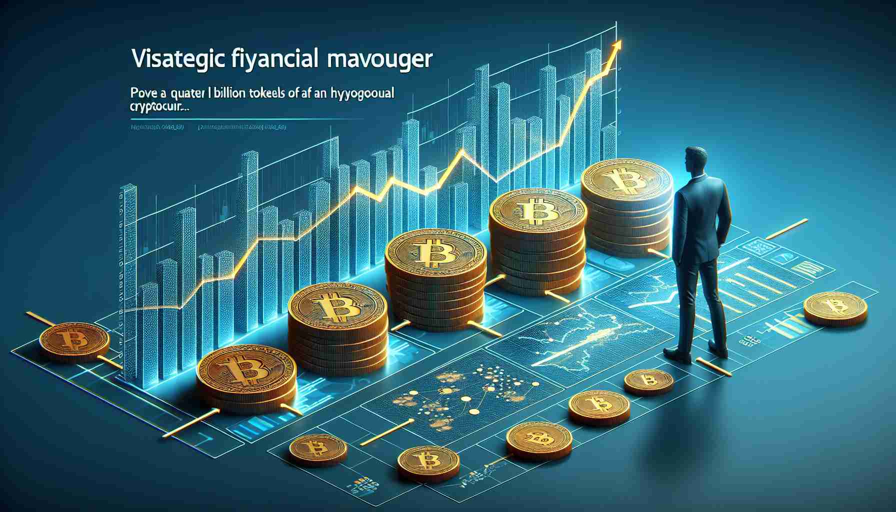 Visualize a strategic financial maneuver represented by a quarter billion tokens of a hypothetical cryptocurrency. The tokens should be depicted realistically in high-definition, and the transaction can be symbolized by a chart or other suitable financial graphics.