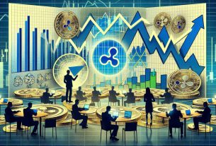 Generate an image that symbolically represents the analysis of Ripple's incentive structure amidst speculative price fluctuations of the XRP cryptocurrency. Include a range of elements that are typically associated with financial analysis, such as charts, graphs and data visualizations. Elements like coins, graphs depicting volatile price fluctuations, and possibly people in suits presenting these analyses could also be included for a real-life touch.