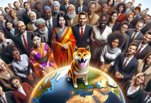 A realistic, high-definition image that depicts a global assembly of investors. These individuals appear passionate and excited about their investments, symbolically represented by a Shiba Inu. Each individual showcases a unique mixture of cultural attire to signal diverse backgrounds - from a South Asian woman in vibrant traditional clothing, to an Hispanic man in a suit, a Black woman in professional attire, a Middle-Eastern man in regional dress, and a Caucasian man in business casual clothes. The Shiba Inu, as the unifying symbol, sits in the center on a globe as a sign of their shared focus.