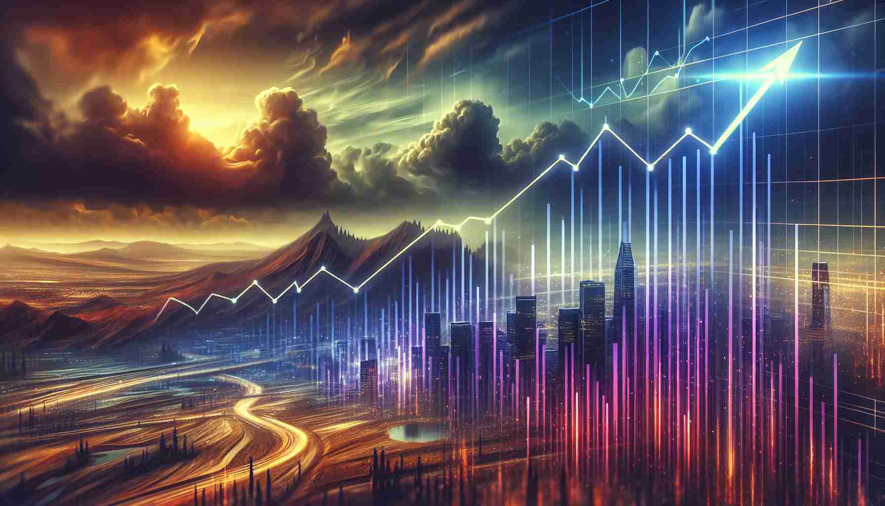 Generate a realistic, high-definition image showing a drastic surge in the liquidation values in the Solana crypto market, symbolized by a graph with a sharp upward curve. Also, include a visual metaphor for the lack of optimism, such as a dusky or cloudy sky.