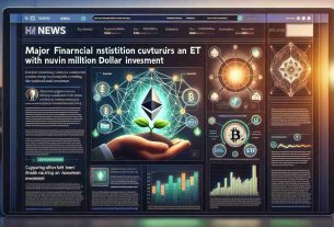 Realistic, high-definition image of a news article coverage showing a major financial institution venturing into the Ethereum space, and supporting an ETF with a significant multi-million dollar seed investment. The image should depict an aesthetically designed webpage layout during daytime, with headlines, subtitles, and text body. Graphics like the Ethereum logo, infographics on investment figures, and the institution's emblem would be scattered strategically across the page. There may also be interpretative illustrations such as a seed signifying growth, and a web of network to signify blockchain technology.