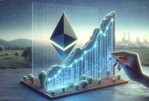 Create a high-definition realistic image depicting a conceptual scene where the Ethereum Name Services is metaphorically inching towards a significant resistance level. Model this with a line graph that shows a rising curve approaching a designated resistance point.