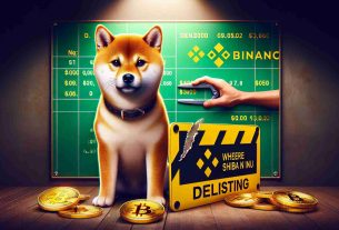 Create a high-definition, realistic image portraying the status of the Shiba Inu cryptocurrency on Binance. Include a delisting sign over one trading pair, indicating it's the only one that has been removed.