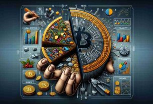 A detailed, high-definition illustration portraying the concept of dissecting Bitcoin's price dynamics and future prospects. Show one half of a physical Bitcoin being dissected like a pie chart, with different colored segments representing various aspects of Bitcoin such as volatility, legal status, market demand, etc. On the other side, present elements symbolizing future prospects like growth, risk, and uncertainty. Use arrows, graphs, and other symbolic representation to explain the dynamics. The background can incorporate elements of digital cryptography and blockchain technology.