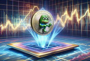 A detailed realistic high-definition picture depicting a fictional cryptocurrency, named as Pepe Coin, being modeled as a physical coin bouncing back or rebounding on a geometric surface. On the background, is a dynamically fluctuating graph indicating volatile market conditions. Make sure to represent the sense of optimism and uncertainty this situation generally conveys.