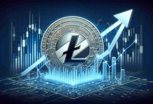 Create a high-definition, realistic image that symbolizes the rising network activity of the cryptocurrency Litecoin. It should visually depict the concept of a potential price surge. This could be represented by a graph or chart showing an upward trend, with Litecoin's symbol prominently featured.