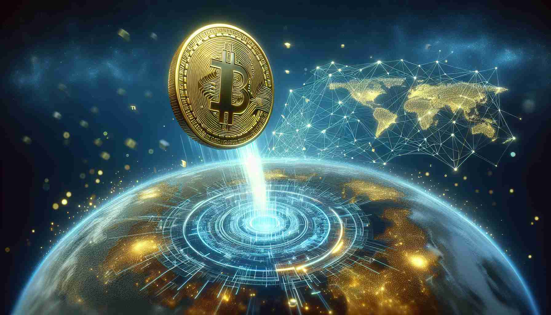 Realistic HD illustration of a significant development in the world of cryptocurrency, involving the integration of one popular digital currency, portrayed as a golden coin embossed with a 'T' symbol, into another digital currency ecosystem, symbolized by a network web expanding in space.