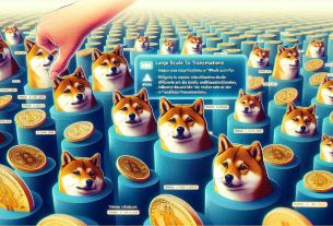 Create a visual representation of large scale token transactions indicative of influential participants or 'whales' activity. The tokens in question should be portrayed metaphorically as Shiba Inu dogs varying in size to indicate the value of individual transactions. Ensure that difficulty in distinguishing individual details due to the vast scale of the transactions is made apparent. The style should be hyperrealistic and in high definition.