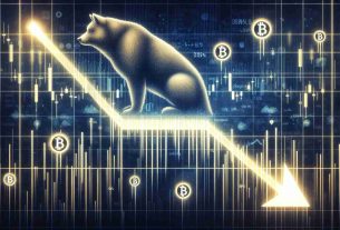 Generate a realistic, high-definition illustration that depicts the concept of 'Dogecoin'. The image should express bearish signals, suggesting a downfall in value, but there should also be glimmers of hope, indicating potential for recovery. Use symbols such as bar charts or line graphs pointing downwards, with faint light at the end, to represent these economic concepts.