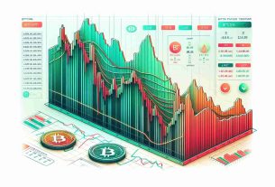 Generate a realistic, high-definition image that represents activity of Bitcoin Spot Exchange Traded Fund (ETF) facing recent price challenges. The image should visualize a down-trending line chart depicting fluctuations in the value of Bitcoin, using reds for declines and greens for rises. It also includes elements like the Bitcoin logo, ETF text, and appropriate financial and data indicators. Remember to keep it abstract and do not include any personal or sensitive information.