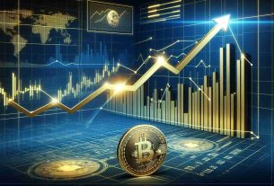 Design a realistic, high-definition image depicting a metaphorical representation of a generic cryptocurrency soaring upwards, indicated by a graph with an upward trajectory, even though the overall crypto market is experiencing a downturn, shown by a background of downward-trending graphs.