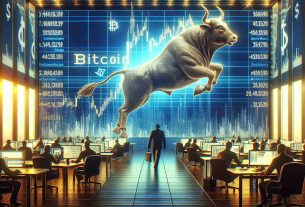 Create a realistic HD photo representing positive signals for Bitcoin, symbolized by a surging bull. The scene is set at a high-tech digital securities exchange. Data screens flicker with figures denoting billions of currency being withdrawn by confident investors. The atmosphere of the image should be optimistic, embodying the notion of a bullish market.