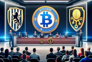 A realistic, high-definition image of a fictional sports team, similar in nature to a real-life football club, announcing a five-year sponsorship with a major cryptocurrency, the logo of which resembles that of Bitcoin. The image depicts a press conference, with people of different descents and genders presenting the sponsorship deal. It also includes a large, official banner indicating the partnership, with both the football club's emblem and the fictional cryptocurrency's logo prominently displayed.