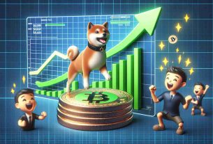 A realistic, high-definition image of a data visualization chart showcasing an upward price trend. The chart should be symbolizing the price increase of a particular virtual currency, namely a Shiba Inu-themed coin. Imagined elements such as surging arrows, green bars indicating growth, and excited spectators observing the trend could also be added.