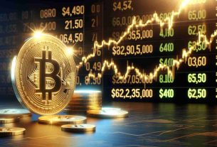 High-definition image of a golden Bitcoin symbol gleaming in the spotlight, symbolizing its comeback. In the background, a stock exchange-like digital board shows the price of Bitcoin surpassing $62,500. The scene conveys a sense of triumph and growth in the cryptocurrency market.