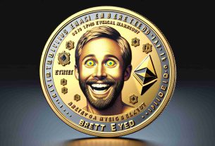 Realistically rendered high definition image of an Ethereum-based memecoin with the name 'Brett Eyed', depicted in a way that signifies a potential financial market breakout. The coin could feature designs or symbols related to Ethereum and the energy of a breakout. Please avoid representations of real figures.