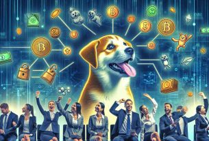 High-definition image conveying the concept of excitement among cryptocurrency investors, stimulated by the successful presale of a playful, nostalgic, dog-themed virtual currency. The image uses symbols and iconic elements associated with the investment in digital currency, incorporating a jovial dog motif. Note that this image should not include any specific logos or copyrighted material, it should instead invoke the general atmosphere of the crypto market.