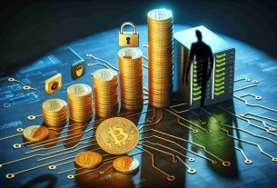 A realistic, high-definition image visualizing the growing menace of crypto security breaches. The visual should show symbolic elements representing cryptocurrency, such as physical golden coins bearing Bitcoin symbol and computer security symbols like padlocks, server racks, and firewall icons. Also show a growing, menacing shadow or figure looming over these symbols, portraying the increasing threat of security breaches. Remember to represent this in a somewhat abstract way, as we're dealing with digital concepts.