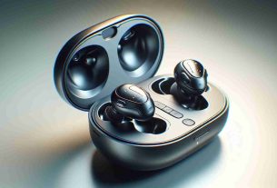 A high-resolution, realistic image of top-quality, futuristic open earbuds, indicating an advanced technology expected to be produced in 2025. The earbuds have a sleek and modern design with innovative features like touch controls, wireless connection, and superior sound quality. They have a dedicated charging case which is compact and portable. They're portrayed in an engaging manner, perhaps displayed on a clean, surface with soft lighting, accentuating their design and build quality.