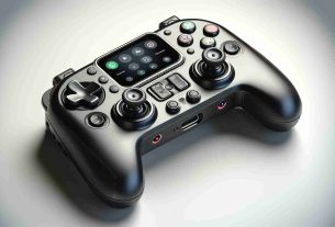 Generate a highly detailed, realistic image of a revolutionary smartphone gaming controller that is universally compatible. The controller should be thoroughly designed, featuring the latest cutting-edge technology, including buttons, joysticks, and a docking area for the smartphone. Its material should reflect high durability and sophistication, while the overall design should merge comfort and high performance. The controller could also have light indicators for power, connectivity, and charging status. Ideally, the background should be white to emphasize the product, making it look like a professional product photo shoot.