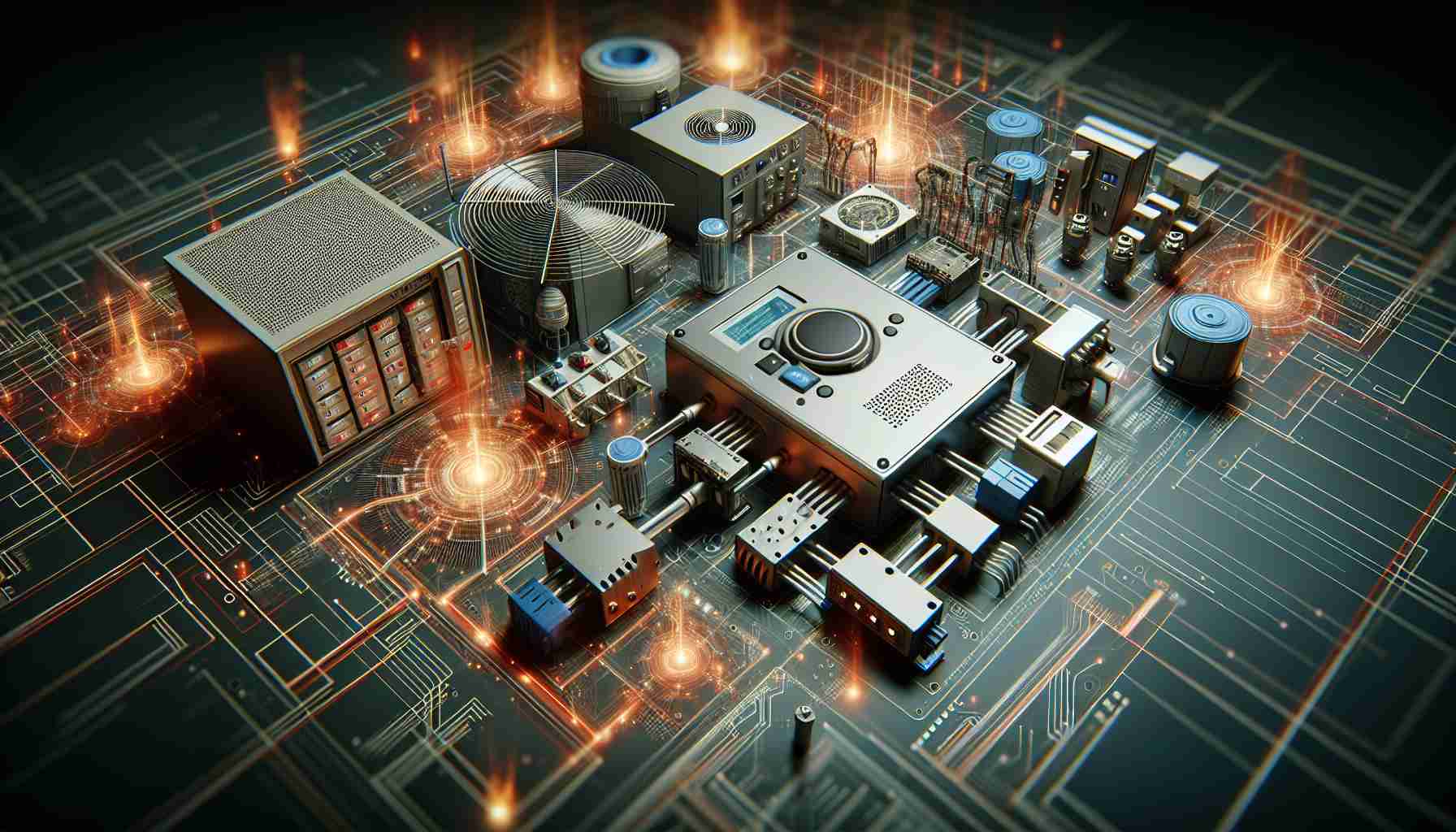 Generate a detailed, high-definition image of advanced fire detection systems that are revolutionizing the field with their innovative technology. This should include various components such as sensors, control panels, and alarm devices, which all reveal state-of-the-art engineering. The design of the systems should be sleek and modern, reflecting cutting-edge technology. The image should also convey the sense of reliability and efficiency promised by these new detection systems.